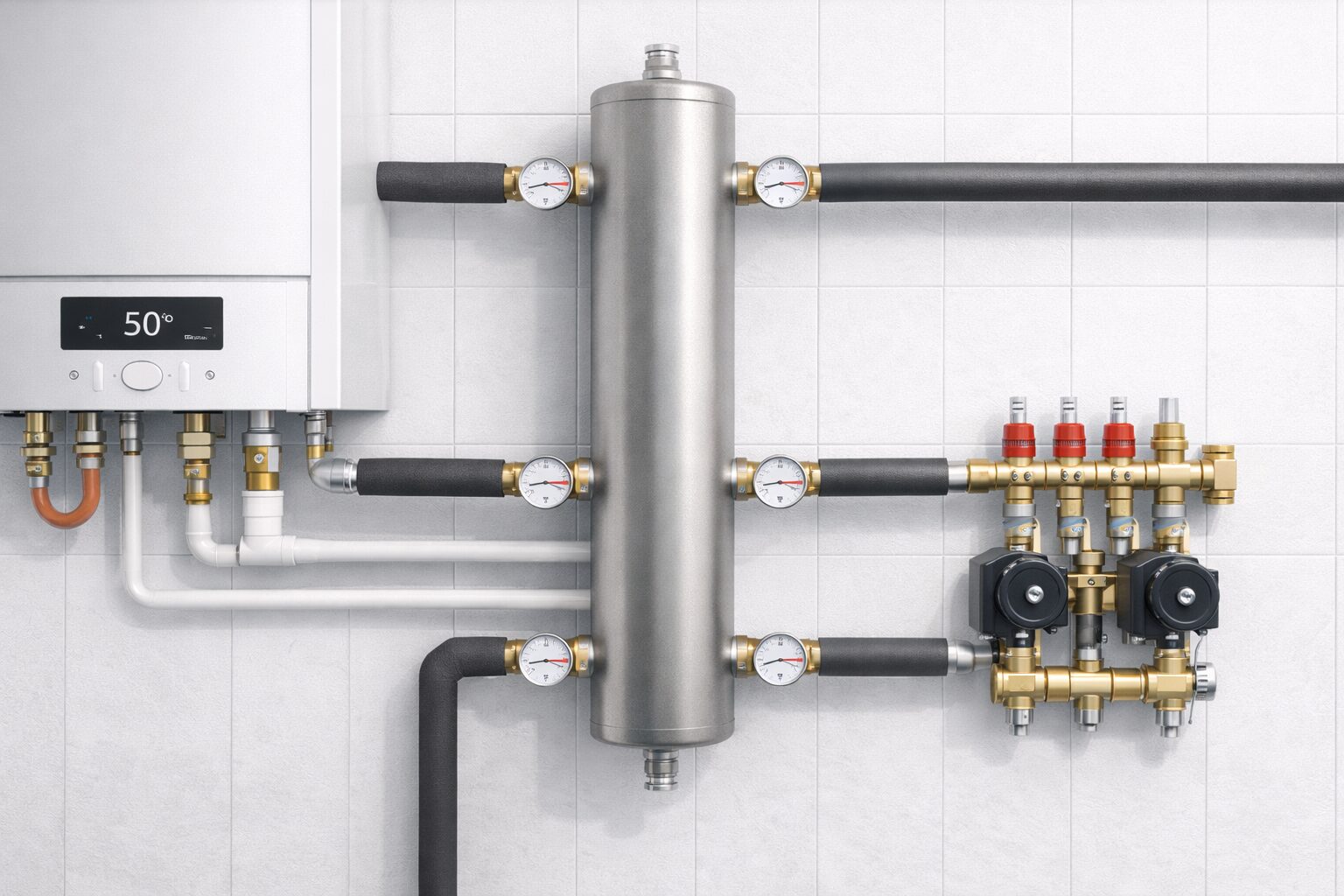 Гидрострелка в котельной частного дома — подключение к котлу и коллектору