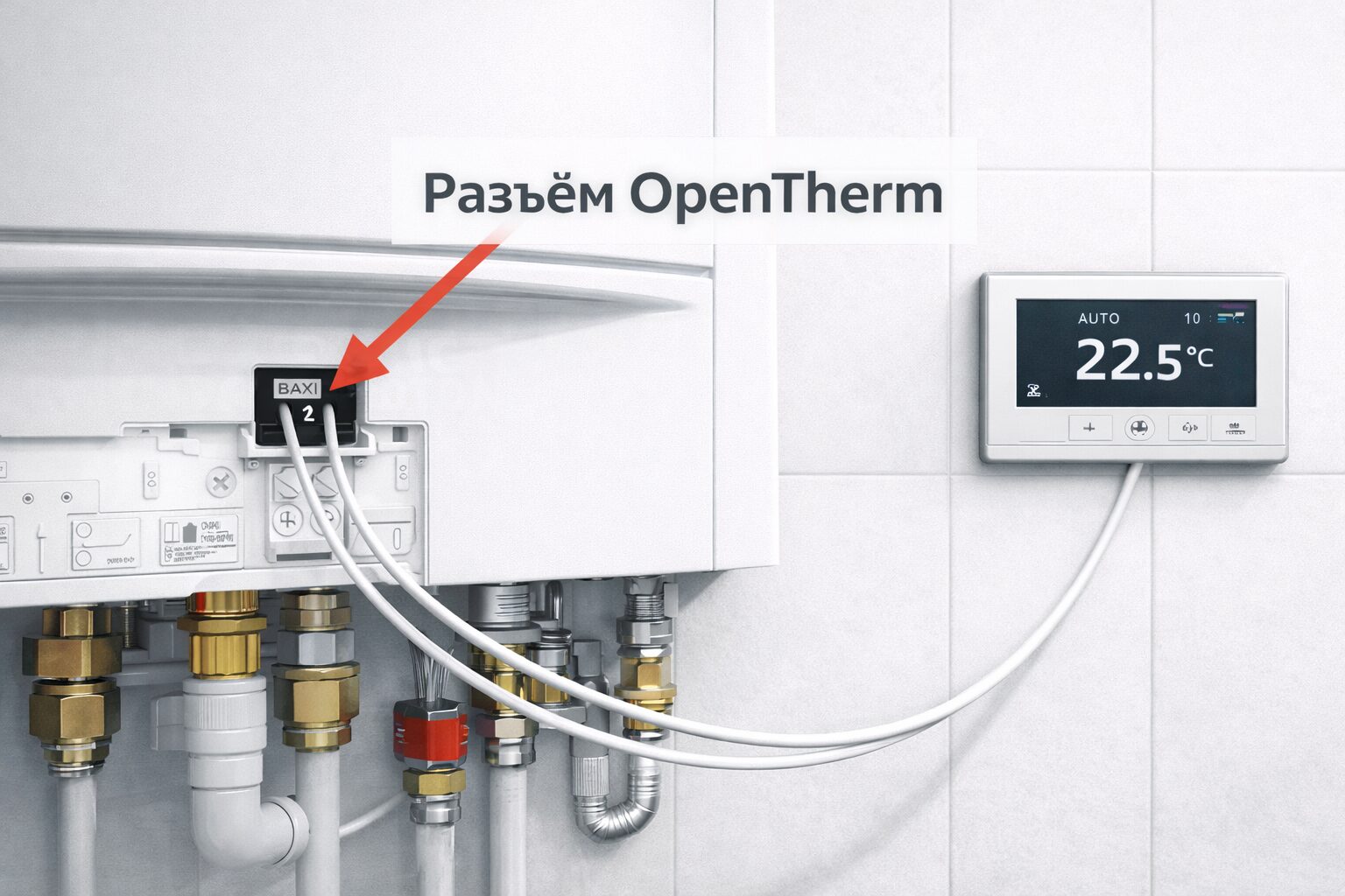 Разъём OpenTherm на плате газового котла и подключение к термостату